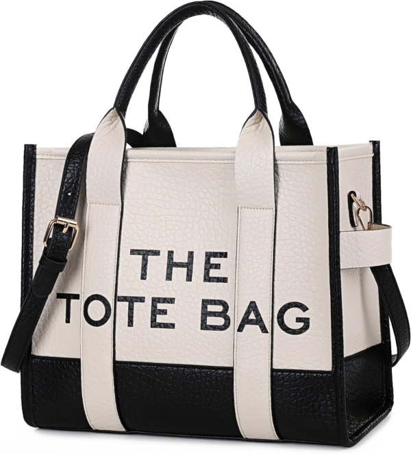 Tote Bag for Women,Pu Leisure Handbag with Zipper and Removable Strap,