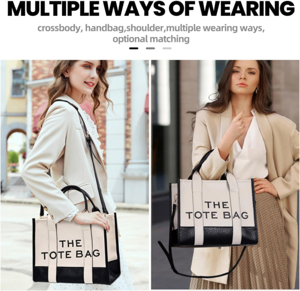 Tote Bag for Women,Pu Leisure Handbag with Zipper and Removable Strap, - Image 7